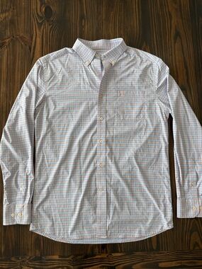 Southern Tide Intercoastal Blue & Orange Plaid Button-Down Shirt Men’s Large